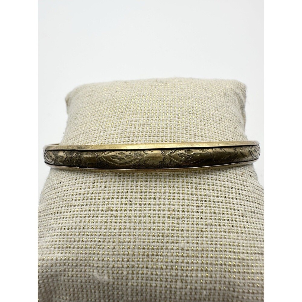Vintage Gold Tone Floral Bangle Bracelet 8”